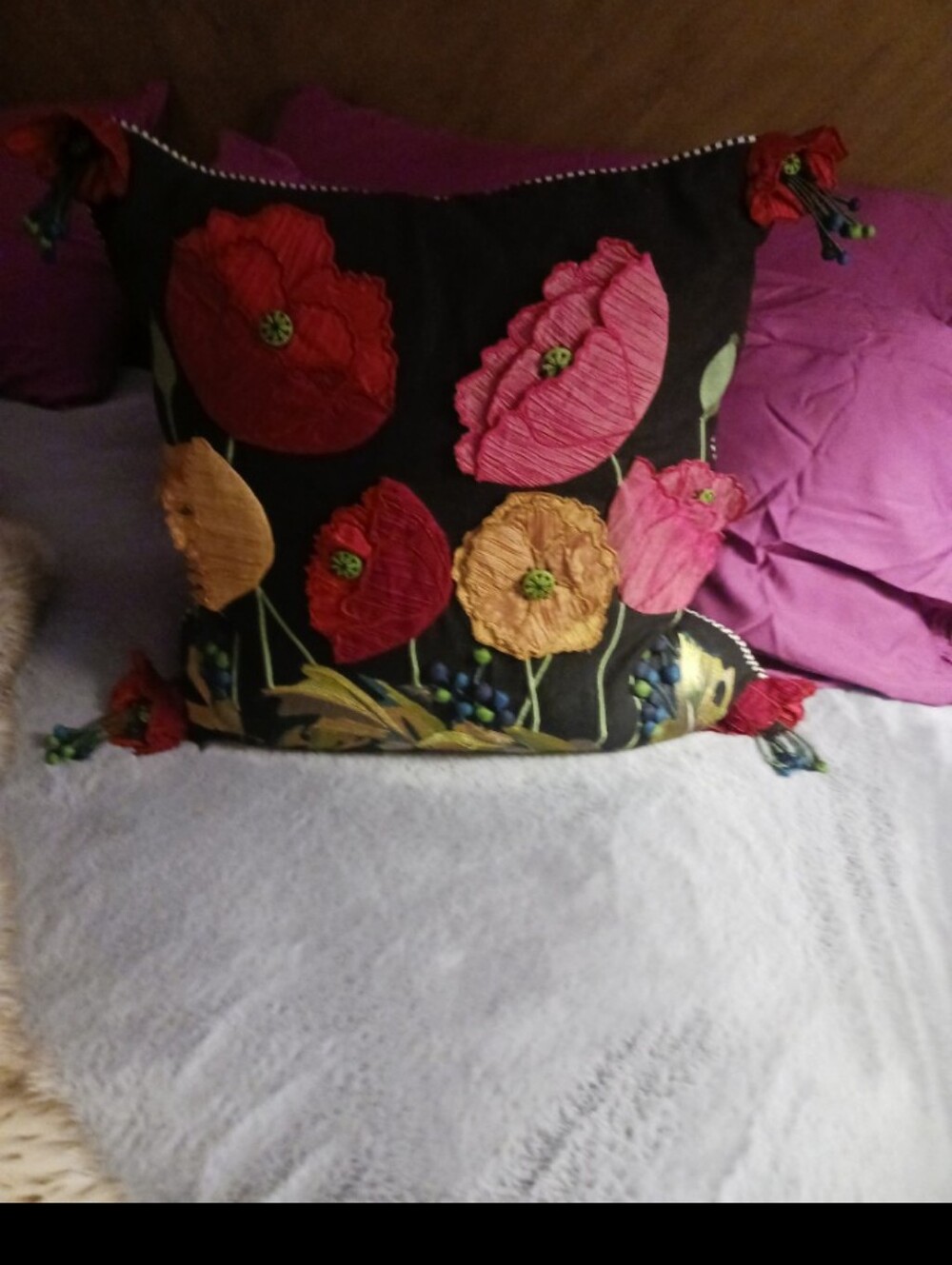 Mackenize Childs Retied Pillow Poppy
